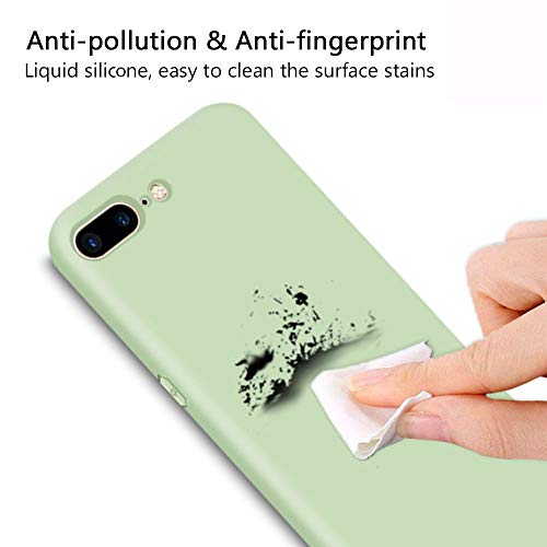 Funda iPhone 7 Plus/iPhone 8 Plus + Protector de Pantalla de Vidrio Templado, Carcasa Ultra Fino Suave Flexible Silicona Colores del Caramelo Protectora Caso Anti-rasguños Back Case - Menta Verde