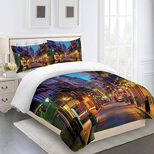 Funda Nórdica 180x200cm Funda De Almohada Juego De Ropa De Cama 3-Piezas Refrescante 100% Microfibra Moda Inicio Ropa De Cama Calle de Tokio