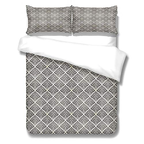 Funda Nórdica 200x200cm Funda De Almohada Juego De Ropa De Cama 3-Piezas Refrescante 100% Microfibra Moda Inicio Ropa De Cama Rayas Blancas Grises