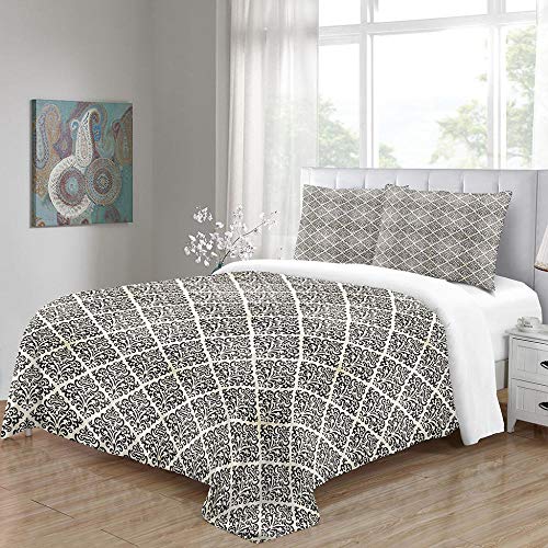 Funda Nórdica 200x200cm Funda De Almohada Juego De Ropa De Cama 3-Piezas Refrescante 100% Microfibra Moda Inicio Ropa De Cama Rayas Blancas Grises