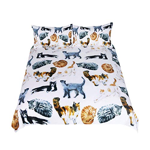 Funda Nórdica Lindo Gato Mascota200X200Cm Hipoalergénica Refrescante Polyester Juego De Ropa De Cama 1 Funda Nórdica 2 Funda De Almohada Moda Inicio Ropa De Cama