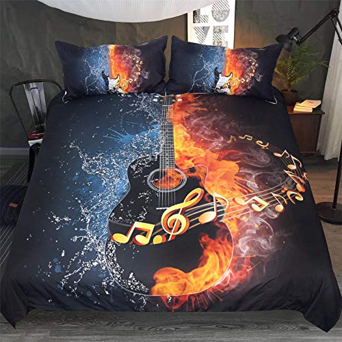 Funda Nórdica Music Dream Guitar140X200Cm Hipoalergénica Refrescante Polyester Juego De Ropa De Cama 1 Funda Nórdica 2 Funda De Almohada Moda Inicio Ropa De Cama