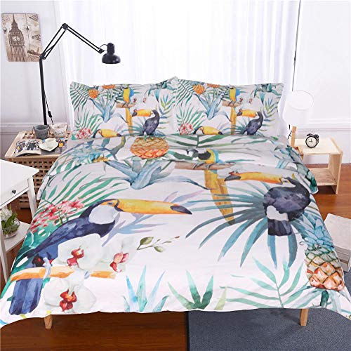 Funda Nórdica Tucán De La Selva Tropical 180X200Cm Juego De Ropa De Cama 1 Funda Nórdica 2 Funda De Almohada Moda Inicio Ropa De Cama Hipoalergénica Refrescante Funda Nórdica