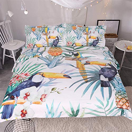 Funda Nórdica Tucán De La Selva Tropical 180X200Cm Juego De Ropa De Cama 1 Funda Nórdica 2 Funda De Almohada Moda Inicio Ropa De Cama Hipoalergénica Refrescante Funda Nórdica