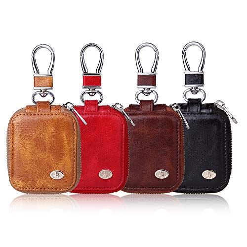 Funda para Auriculares de PU Cuero, ZhaoCo Bolsa de Almacenamiento Cubierta Protectora Funda Carcasa para Airpods, Mp3, Cable USB, Monedas, Tarjeta de Memoria - Rojo