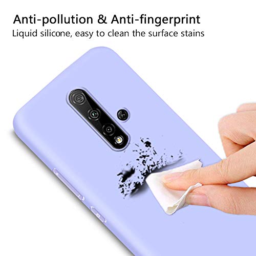 Funda para Huawei Nova 5T / Huawei Honor 20 + Protector de Pantalla de Vidrio Templado, Carcasa Ultra Fino Suave Flexible Silicona Colores del Caramelo Protectora Caso Anti-rasguños Case Morado Claro