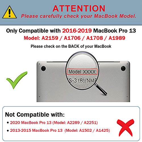 Funda para MacBook Pro 13 2016/ 2017/ 2018/2019, TECOOL Cubierta Plástico Dura Case Carcasa para MacBook Pro 13 Pulgadas con/sin Touch Bar (Modelo: A1706 / A1708 / A1989/ A2159) -Cristal Transparente