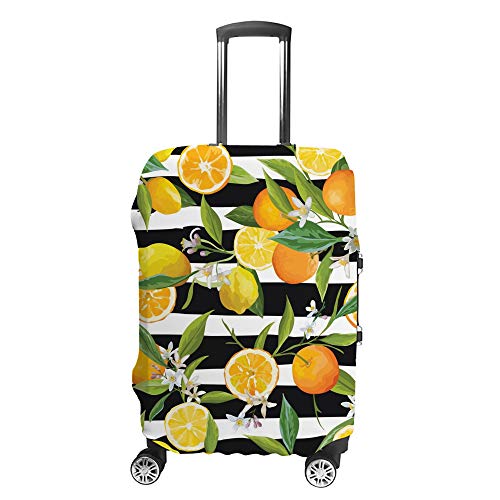 Funda para maleta CHEHONG con diseño de flor de limón naranja y cárcel de viaje, funda protectora lavable de fibra de poliéster elástica a prueba de polvo