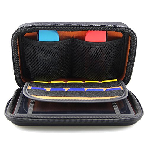 Funda para Nintendo Switch - Bolsa de goma EVA Rígida Case de Chickwin en NEGRO para la Nintendo Switch y sus Accesorios + protector de la pantalla * 1 (10 Cartuchos de juego)