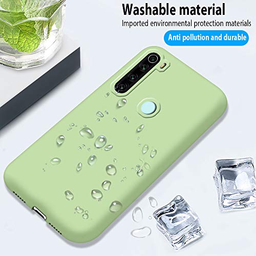Funda para Xiaomi Redmi Note 8 + Protector de Pantalla de Vidrio Templado, Carcasa Ultra Fino Suave Flexible Silicona Colores del Caramelo Protectora Caso Anti-rasguños Case - Menta Verde