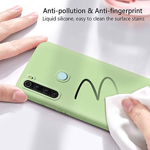 Funda para Xiaomi Redmi Note 8 + Protector de Pantalla de Vidrio Templado, Carcasa Ultra Fino Suave Flexible Silicona Colores del Caramelo Protectora Caso Anti-rasguños Case - Menta Verde