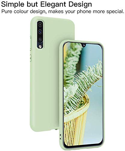 Funda Samsung Galaxy A51 + Protector de Pantalla de Vidrio Templado, Carcasa Ultra Fino Suave Flexible Silicona Colores del Caramelo Protectora Caso Anti-rasguños Back Case - Menta Verde