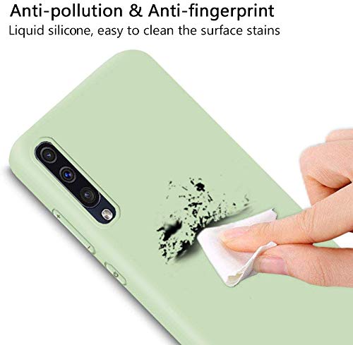 Funda Samsung Galaxy A51 + Protector de Pantalla de Vidrio Templado, Carcasa Ultra Fino Suave Flexible Silicona Colores del Caramelo Protectora Caso Anti-rasguños Back Case - Menta Verde