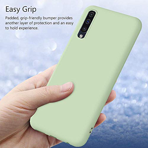 Funda Samsung Galaxy A51 + Protector de Pantalla de Vidrio Templado, Carcasa Ultra Fino Suave Flexible Silicona Colores del Caramelo Protectora Caso Anti-rasguños Back Case - Menta Verde