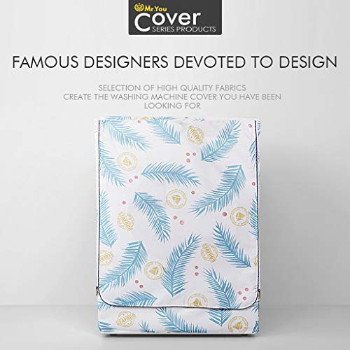 Funda Secadora & Cubierta Impermeable para Lavadora,Funda Secadora Carga Frontal（Hoja azul，60 * 64 * 85cm）