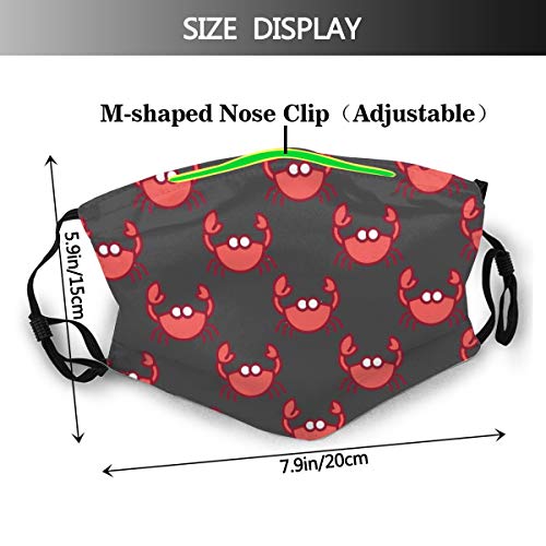 Funda unisex con filtro transpirable y reutilizable, diseño de cangrejos rojos y pasamontañas para actividades al aire libre de adultos