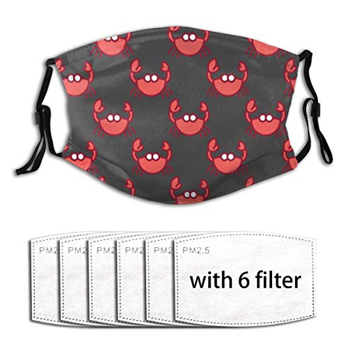 Funda unisex con filtro transpirable y reutilizable, diseño de cangrejos rojos y pasamontañas para actividades al aire libre de adultos