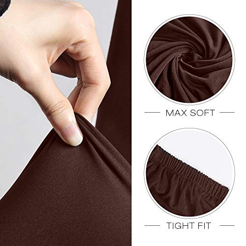 Fundas para sillas Pack de 4 Fundas sillas Comedor Fundas elásticas, Cubiertas para sillas,bielástico Extraíble Funda, Muy fácil de Limpiar, Duradera (Paquete de 4, Marrón)