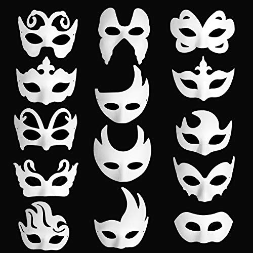 Funhoo 14 pizas Máscaras Blancas en Blanco Papel Mascarada Disfraces Decoración para Bricolaje Pintura Dibujo Arte Artesanal Fiesta Halloween Disfraz Accesorio Niños Mujeres Hombres