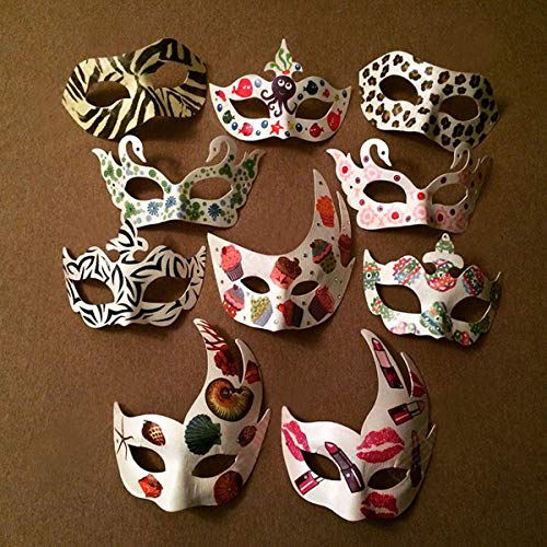 Funhoo 14 pizas Máscaras Blancas en Blanco Papel Mascarada Disfraces Decoración para Bricolaje Pintura Dibujo Arte Artesanal Fiesta Halloween Disfraz Accesorio Niños Mujeres Hombres