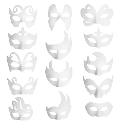 Funhoo 14 pizas Máscaras Blancas en Blanco Papel Mascarada Disfraces Decoración para Bricolaje Pintura Dibujo Arte Artesanal Fiesta Halloween Disfraz Accesorio Niños Mujeres Hombres