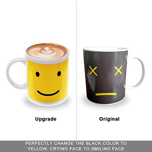 Fushing Taza mágica de café Sensible al Calor, Cara Sonriente Taza de Lunes cambiante Taza para café, té, Chocolate Caliente, Leche
