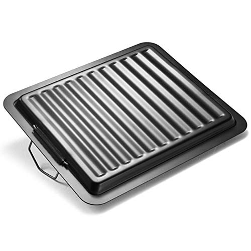 Fuyamp - Sartén antiadherente de hierro fundido pequeño, 30 x 25 cm, reversible, rectangular, de hierro fundido, 0, negro