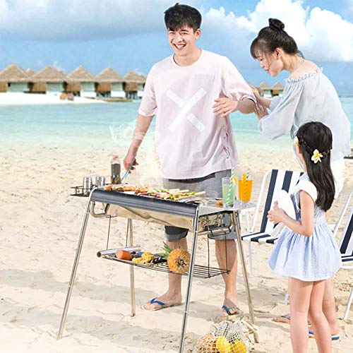FYLD Conveniente Exterior BBQ,Inoxidable Parrillas,Barbacoas de Carbón de Leña,Asador Portátil - Adecuado para Picnic al Aire Libre terraza Patio Camping,73 * 35 * 84cm