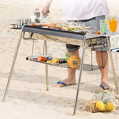 FYLD Conveniente Exterior BBQ,Inoxidable Parrillas,Barbacoas de Carbón de Leña,Asador Portátil - Adecuado para Picnic al Aire Libre terraza Patio Camping,73 * 35 * 84cm