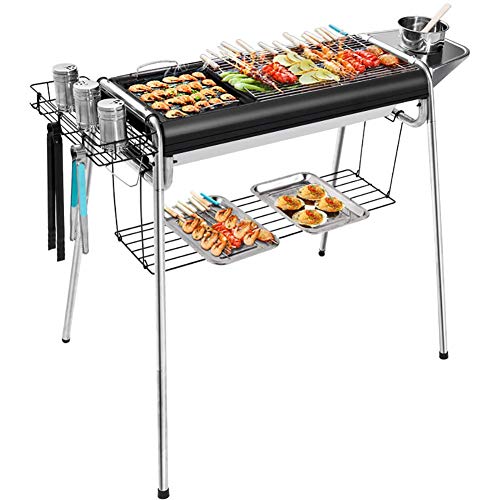 FYLD Conveniente Exterior BBQ,Inoxidable Parrillas,Barbacoas de Carbón de Leña,Asador Portátil - Adecuado para Picnic al Aire Libre terraza Patio Camping,73 * 35 * 84cm