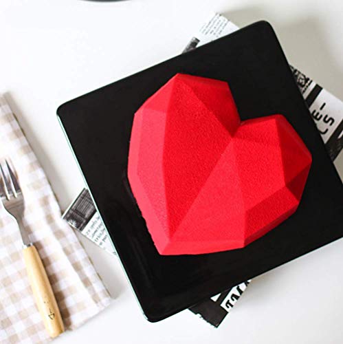 Fyuan Chocolate Silicone Dessert Mould para Mousses Ice Cream Chiffon Cakes Pan Baking Cupcake Mould, 6 hoyos Corazón de diamante, rosa, paquete de 1