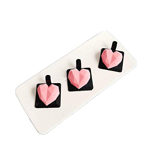 Fyuan Chocolate Silicone Dessert Mould para Mousses Ice Cream Chiffon Cakes Pan Baking Cupcake Mould, 6 hoyos Corazón de diamante, rosa, paquete de 1