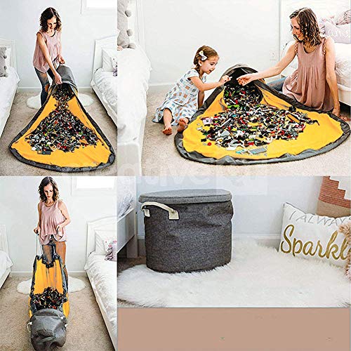 FYYTRL Juguete Cesta del almacenaje y Mat Juego Grande, Plegable Juguete Bolsa de Almacenamiento con la Estera de Juegos para niños, con cordón Juguete Cubo de Almacenamiento