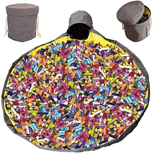 FYYTRL Juguete Cesta del almacenaje y Mat Juego Grande, Plegable Juguete Bolsa de Almacenamiento con la Estera de Juegos para niños, con cordón Juguete Cubo de Almacenamiento