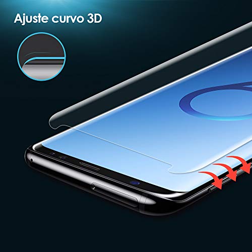 G-Color Galaxy S9 Protector Pantalla, [Alta Viscosidad], Cristal Vidrio Templado de 3D [Cobertura [Anti-Choque][Alta Sensibilidad] Protector de Pantalla para Samsung Galaxy S9
