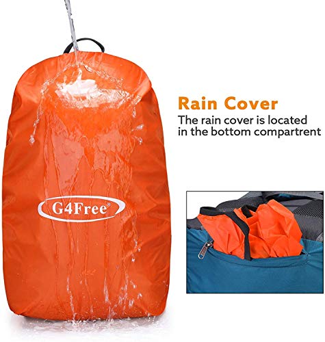 G4Free 45L Mochila de Senderismo Impermeable Mochila Grande Mochila de Viaje para Acampar al Aire Libre Montañismo Trekking con Funda de Lluvia