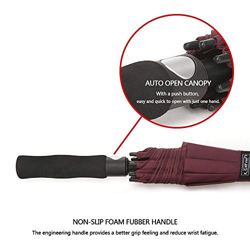 G4Free 54/62/68 Pulgadas Paraguas de Golf Abierto Automático Extra Grande de Gran Tamaño Doble Toldo Venteado Impermeable A Prueba de Viento Palo Paraguas