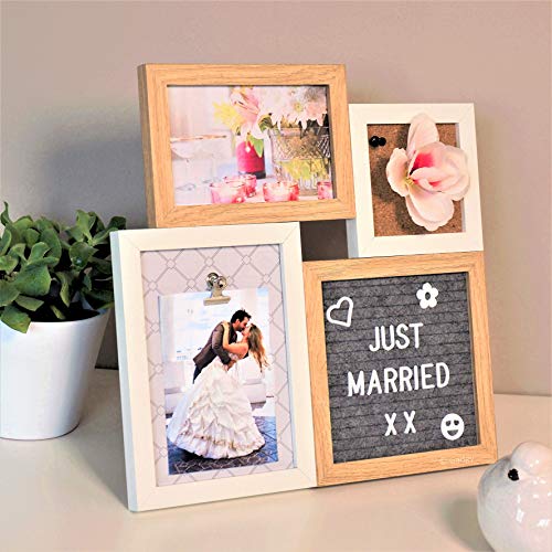 Gadgy ® Letter Board, Tablero Corcho y Portapapeles en uno | Tamaño 31,3 x 31,3 x 1,5 cm | Con 170 letras blancas y 2 Chinchetas