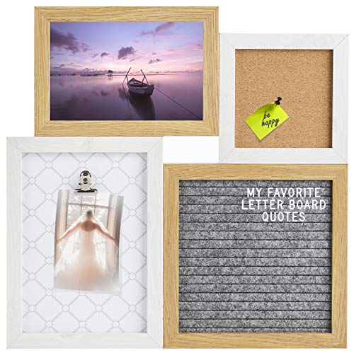 Gadgy ® Letter Board, Tablero Corcho y Portapapeles en uno | Tamaño 31,3 x 31,3 x 1,5 cm | Con 170 letras blancas y 2 Chinchetas