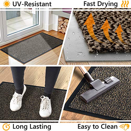 GadHome Felpudo de Entrada Marrón 90x120 cm | Alfombra Exterior para Puerta, Impermeable, Lavable para Atrapar Suciedad para Recibidor | Alfombrilla Antideslizante, Pasillo, Cocina, Dormitorio