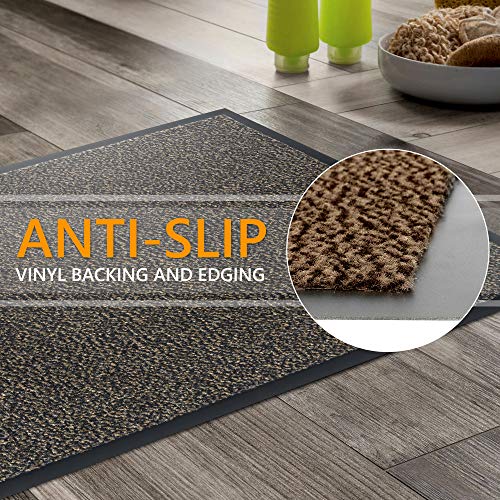 GadHome Felpudo de Entrada Marrón 90x120 cm | Alfombra Exterior para Puerta, Impermeable, Lavable para Atrapar Suciedad para Recibidor | Alfombrilla Antideslizante, Pasillo, Cocina, Dormitorio