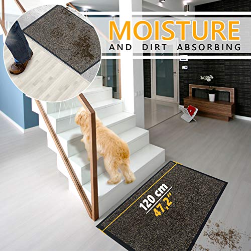 GadHome Felpudo de Entrada Marrón 90x120 cm | Alfombra Exterior para Puerta, Impermeable, Lavable para Atrapar Suciedad para Recibidor | Alfombrilla Antideslizante, Pasillo, Cocina, Dormitorio