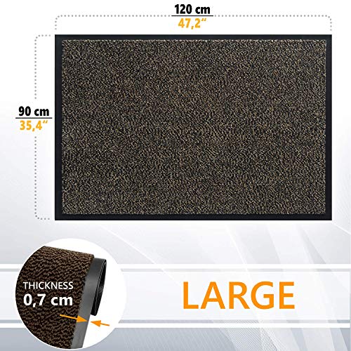 GadHome Felpudo de Entrada Marrón 90x120 cm | Alfombra Exterior para Puerta, Impermeable, Lavable para Atrapar Suciedad para Recibidor | Alfombrilla Antideslizante, Pasillo, Cocina, Dormitorio