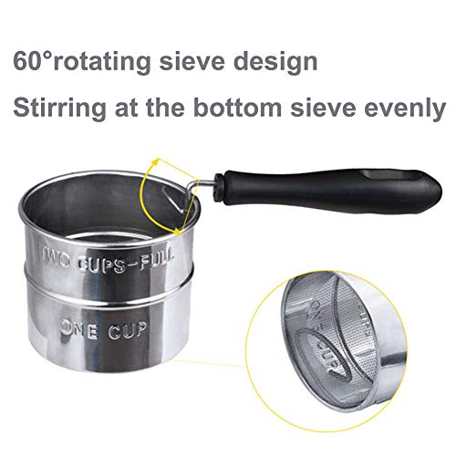 Gaer Tamiz de harina de Acero Inoxidable, Bien Manual de Alambre de Malla de tamiz de la Cocina, Mango Antideslizante, Accesorios para el horneado, Que Sirve para tamizar el azúcar en Polvo