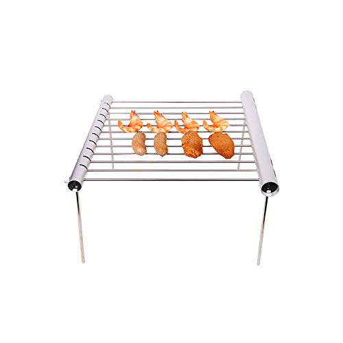 Galapara Barbacoa Portátil de Acero Inoxidable Barbacoa, Mini Bolsillo Plegable Parrillada Asador al Aire Libre BBQ de Carbón para Cocinar Camping Senderismo Picnics