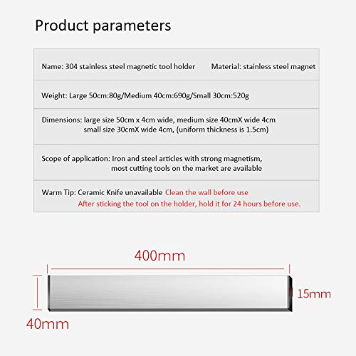 Galapara Barra magnética para Cuchillos de 50 cm,Soporte para Cuchillos Tira Utensilio Soporte Colgante y magnético, Sujetador de Cuchillo para el Almacenamiento de Cuchillos de Cocina