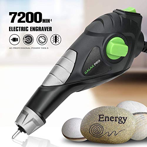 GALAX PRO 13W Herramientas de Grabado,Grabadora Velocidad Variable 4 Nivel, 4 Puntas de Carburo Intercambiables y una Plantilla de Letras y Números para Grabar Madera, Metal, Vidrio, Plástico