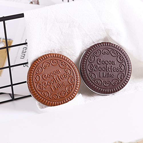 Galletas de chocolate compacto espejo estilo lindo Cocca Cookie forma pequeño bolsillo plegable espejo de maquillaje portátil con peine