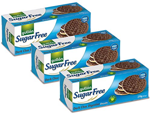 Galletas digestivas de chocolate negro sin azúcar Gullon 270 g (PAQUETE DE 3)