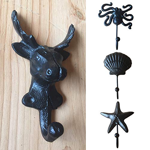 Gancho para colgar en la pared, diseño de ballena de hierro fundido, ideal para decoración del hogar o dormitorio